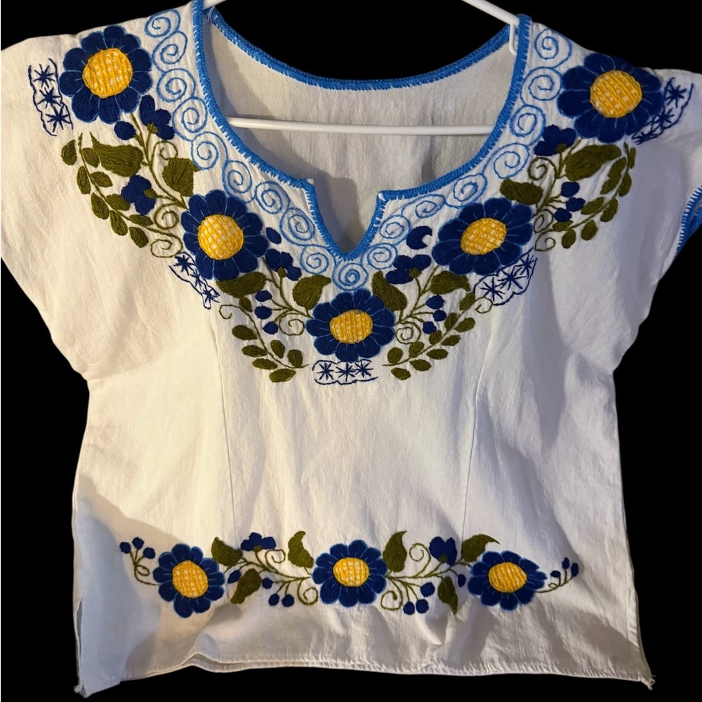 Embroidered Floral White Top
